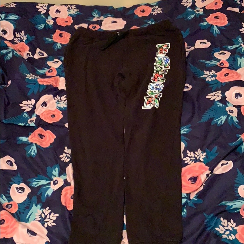 Black sweats with fresh written on them!